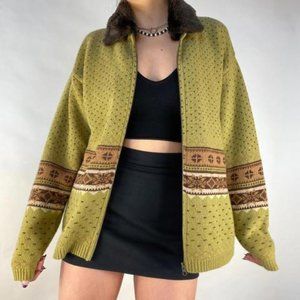 Vintage Sage brown sweater jacket